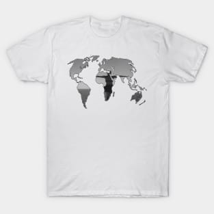 Black & White Girl World Map T-Shirt